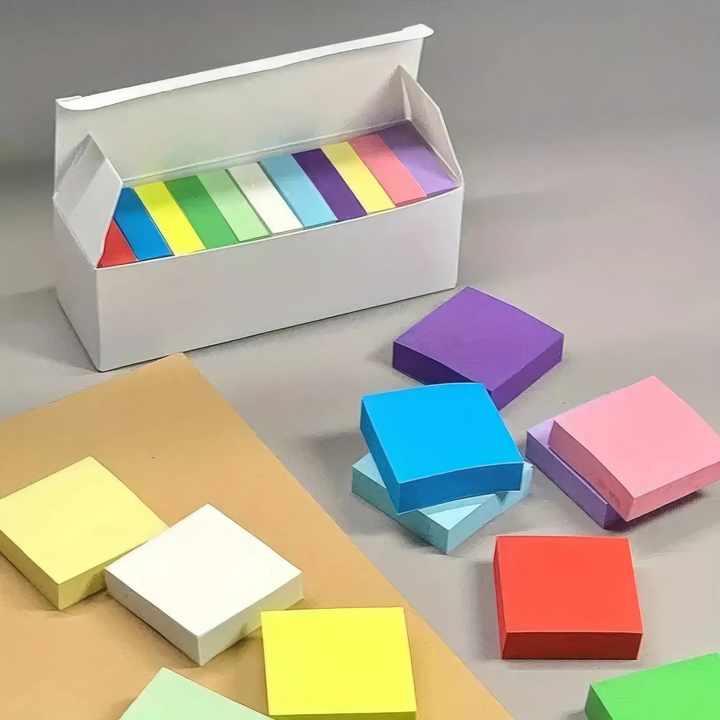 11 Mixed Color Self-adhesive Sticky Notes, Mini Portable, Square Notebook, Suitable for Students and Office Use