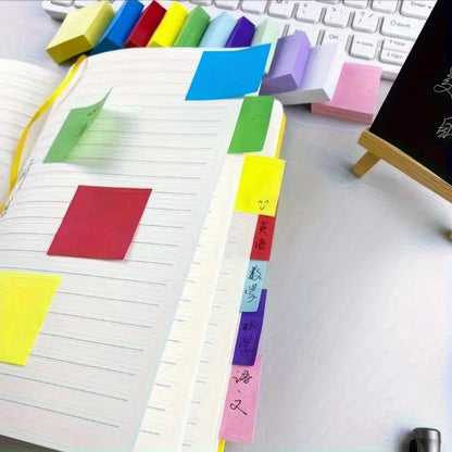 11 Mixed Color Self-adhesive Sticky Notes, Mini Portable, Square Notebook, Suitable for Students and Office Use