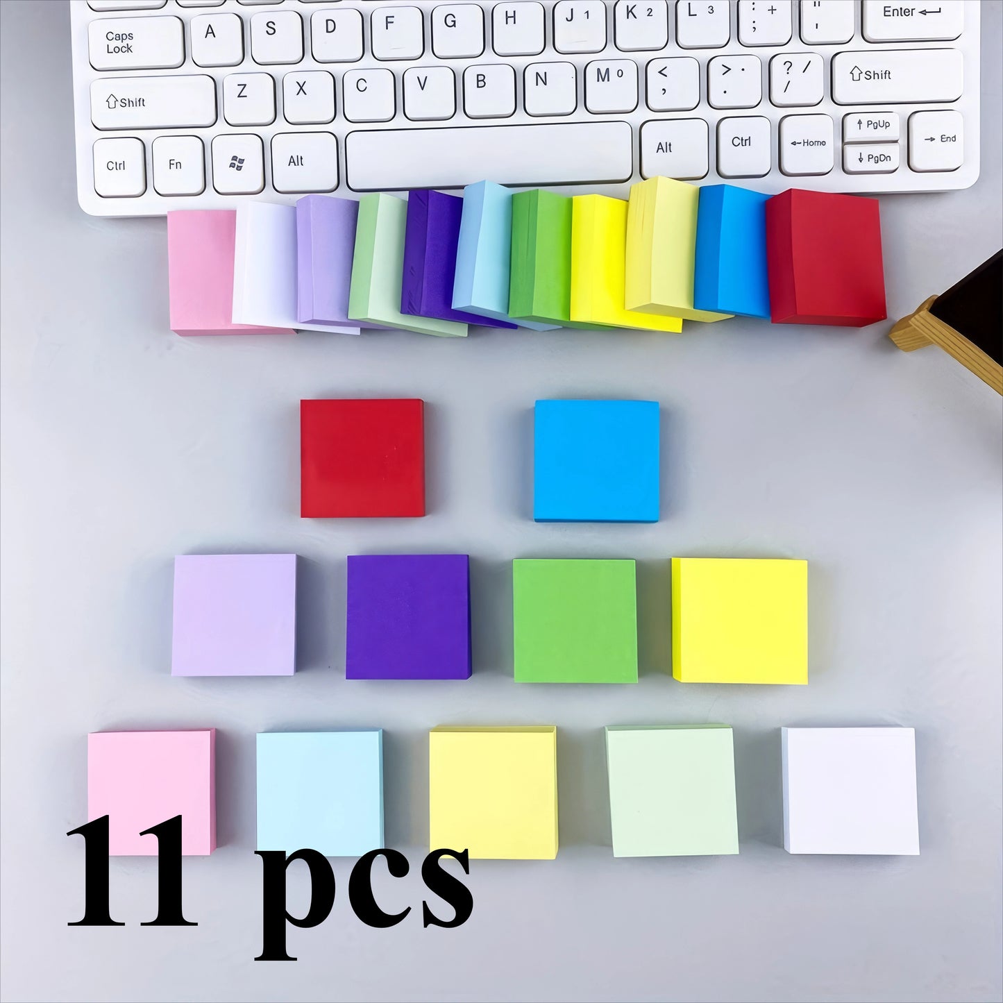 11 Mixed Color Self-adhesive Sticky Notes, Mini Portable, Square Notebook, Suitable for Students and Office Use