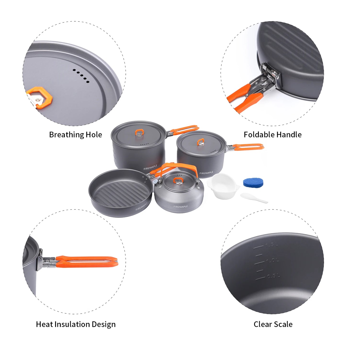 Fire Maple Cookware Kit Backpacking Aluminum Cooking Picnic Set Outdoor Camping Hiking Frypan Foldable Feast Series Tableware