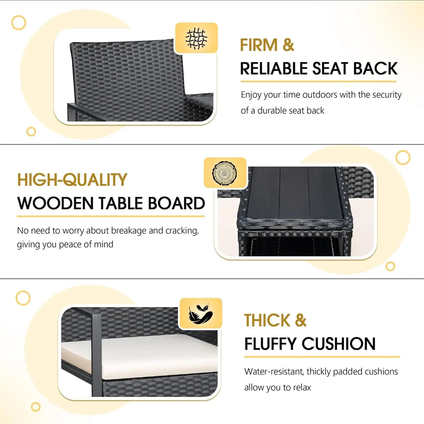 Loveseat Patio Furniture with Built-in Table & Cushions Wicker Conversation Set for Lawn Backyard Balcony, Customized