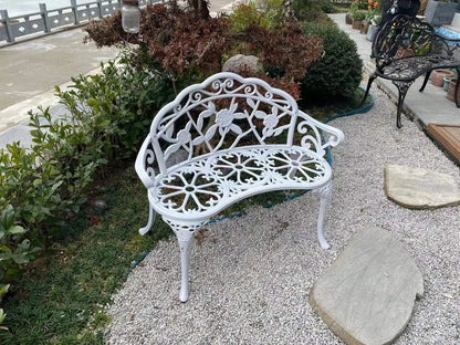 Activity pricePatio Balcony Bench Double Seat, Anti-Rust Cast Aluminum Patio Garden Bench for Park Yard Outdoor Furniture White.