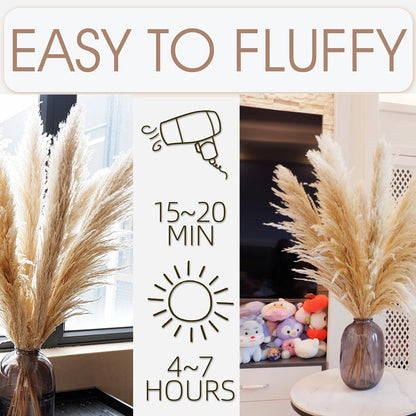 16Pcs 98cm Dried Pampas Grass Decor Tall, Large Pompas Grass, Boho Neutral Home Decor Bouquet, Fluffy Pampass Grass