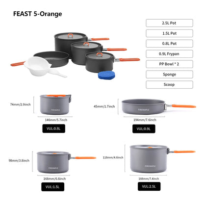Fire Maple Cookware Kit Backpacking Aluminum Cooking Picnic Set Outdoor Camping Hiking Frypan Foldable Feast Series Tableware