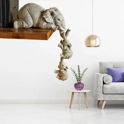 3pcs/set Cute Elephant Figurines Elephant Holding Baby Elephant Resin Crafts Home Furnishing Gift