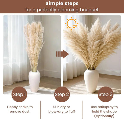 16Pcs 98cm Dried Pampas Grass Decor Tall, Large Pompas Grass, Boho Neutral Home Decor Bouquet, Fluffy Pampass Grass