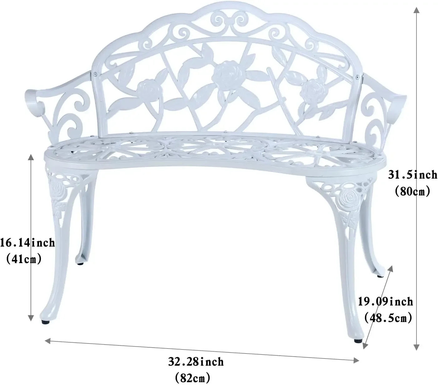 Activity pricePatio Balcony Bench Double Seat, Anti-Rust Cast Aluminum Patio Garden Bench for Park Yard Outdoor Furniture White.