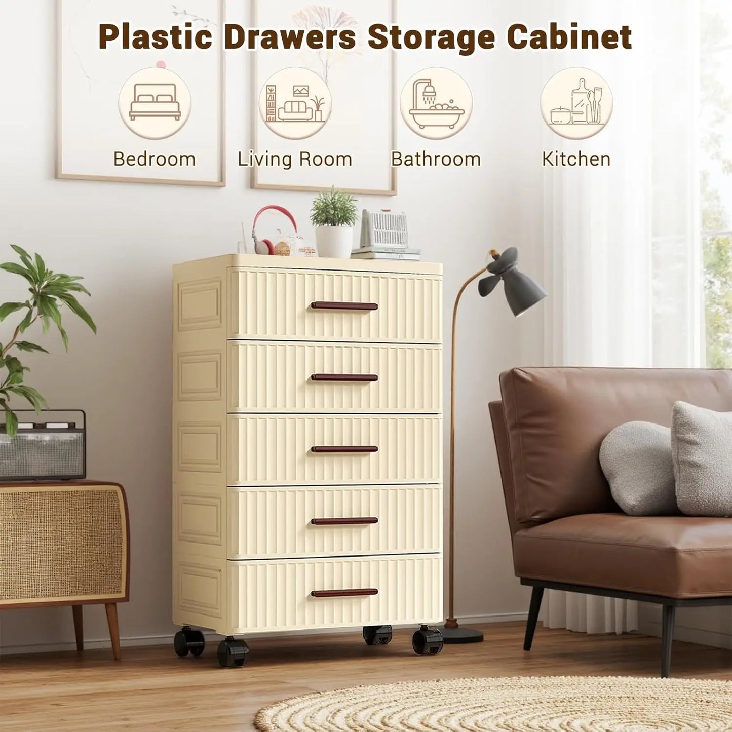 5 Layers Multifunctional Drawer Storage Cabinet Bedside Table Living Room Snack Children's Toys Books Clothes Storage Cabinet