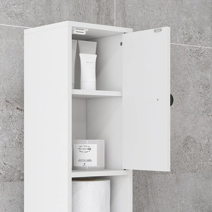 Kleankin 71" Tall Bathroom Storage Cabinet, Narrow Toilet Paper Cabinet with Open Shelves, 2 Door Cabinets, Adjustable Shelves