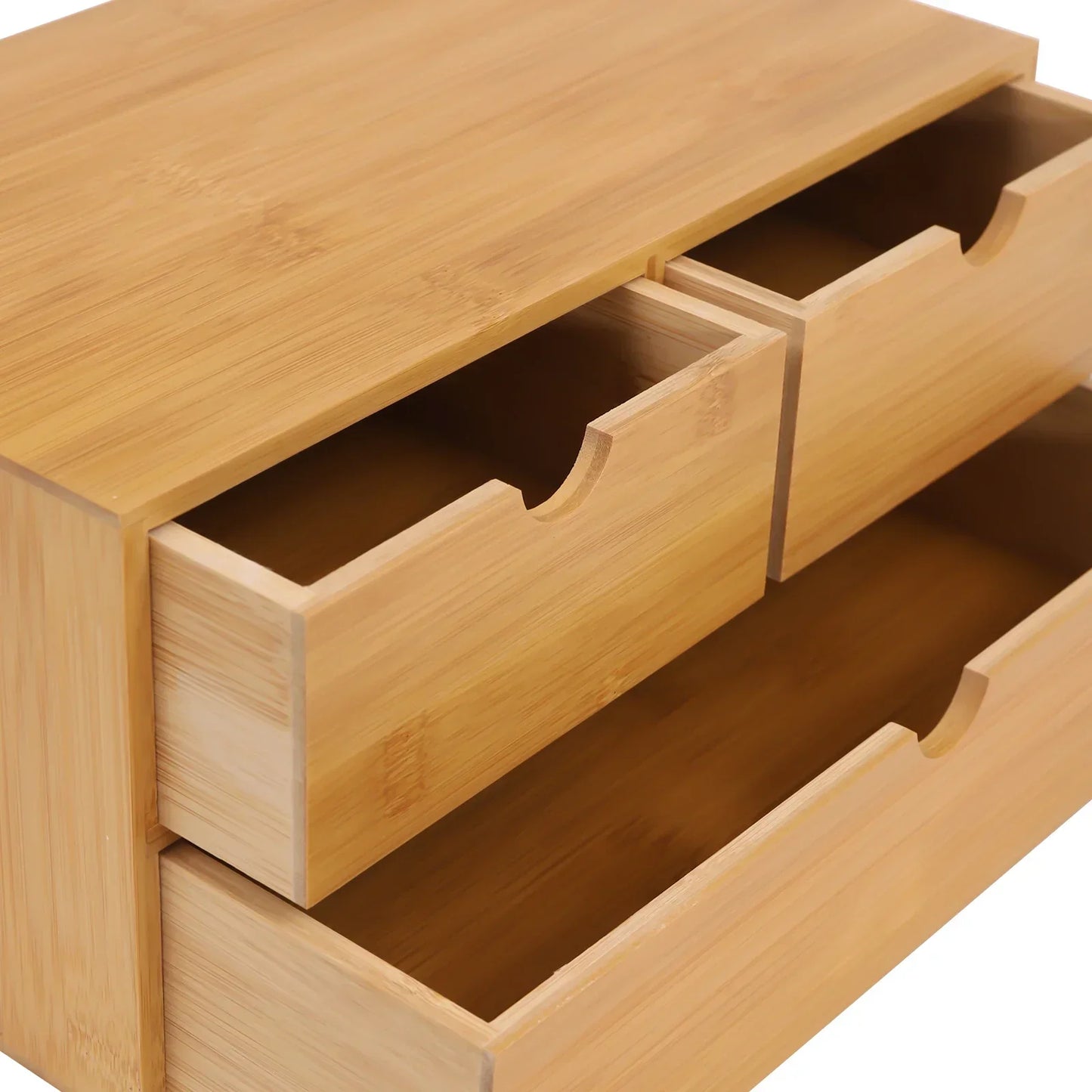 Bamboo Desktop Storage Organizer with Drawers, Drawer Box, Bamboo Mini Six-Drawer Cabinet,Integrated Design, 3-Drawer Makeup Box