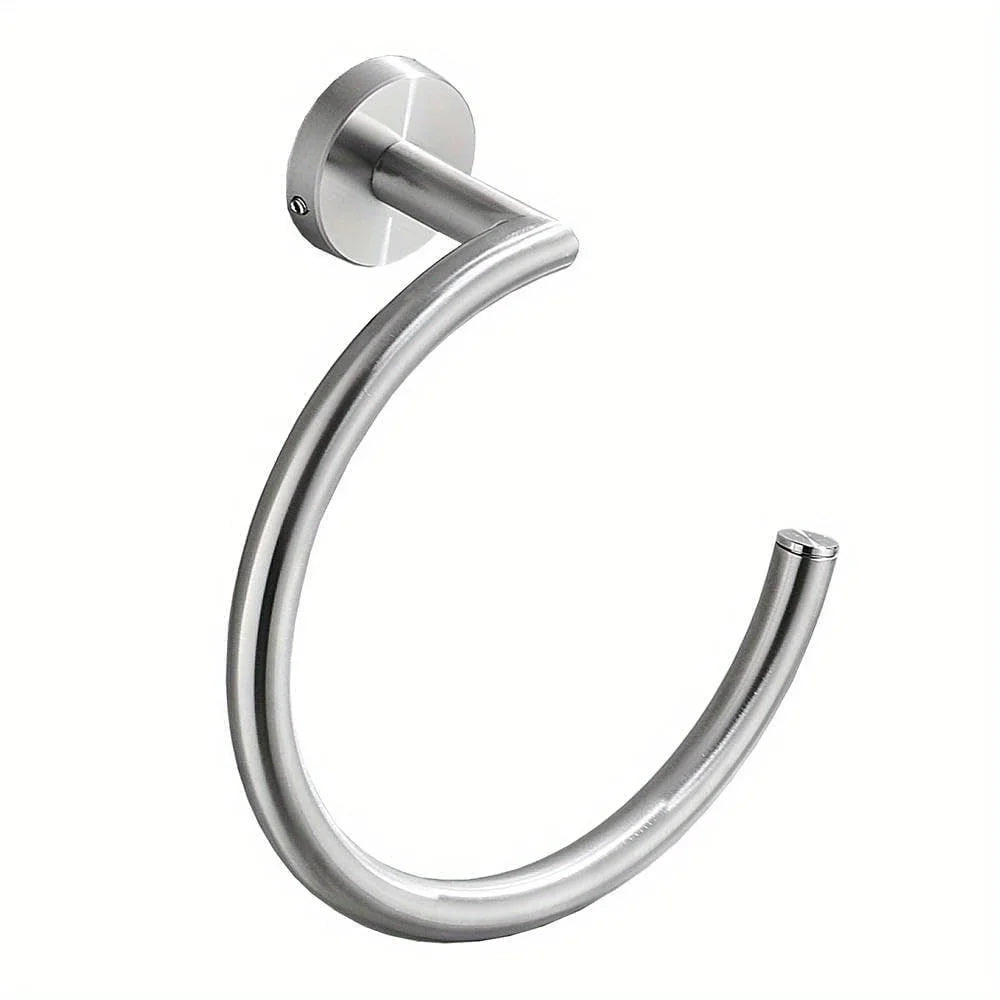 Wall Mounted Open Towel Ring, Decorative Towel Hanger, Stainless Steel Design, Bathroom Accessory for Hand Towels and Washcloths