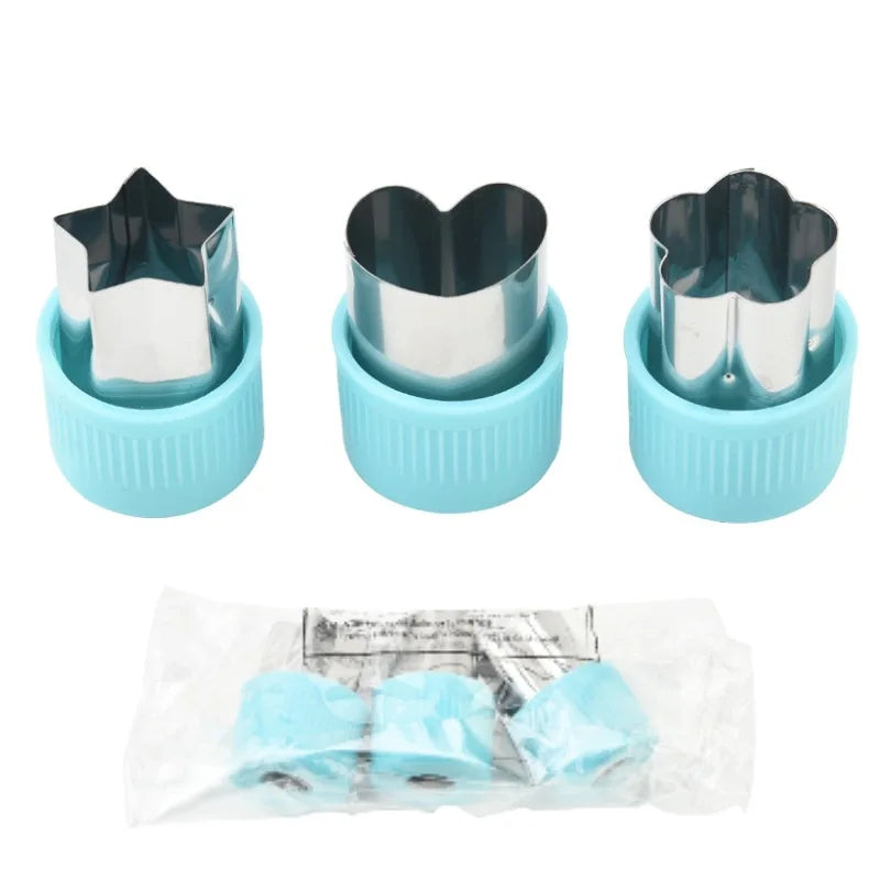 Star Heart Shape Vegetables Cutter Plastic Handle 3Pcs Portable Cook Tools Stainless Steel Fruit Cutting Die Kitchen Gadgets