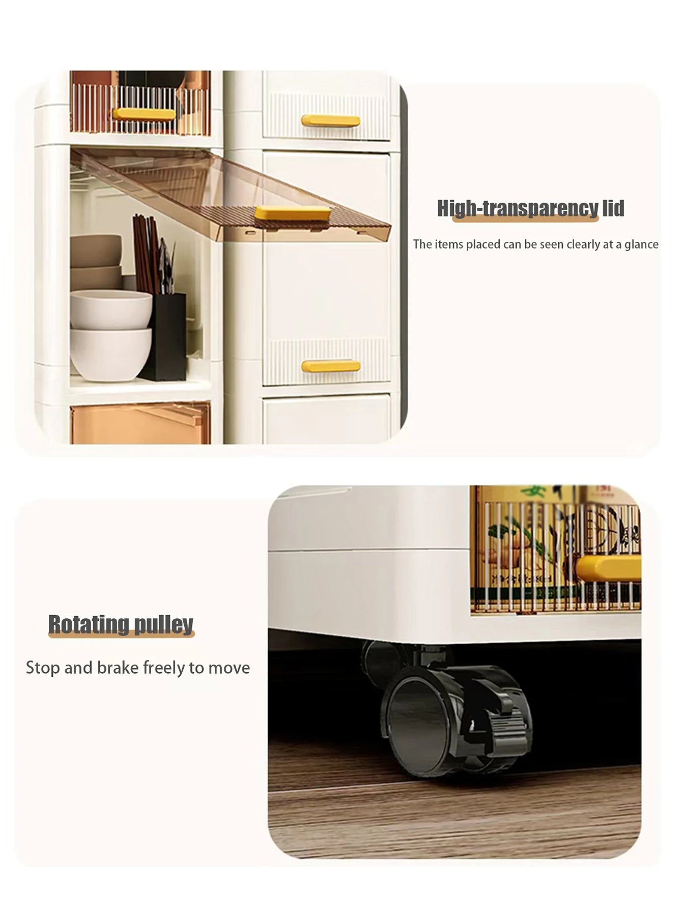 6 Layers 360° narrow rolling cart plastic gap storage cabinet, suitable for bedroom, kitchen, office, home bedroom, bathroom.