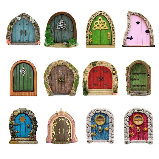Miniature Fairy Door Wooden Fairy Door Sculpture Creative Elf Door Ornament Indoor Outdoor Decoration