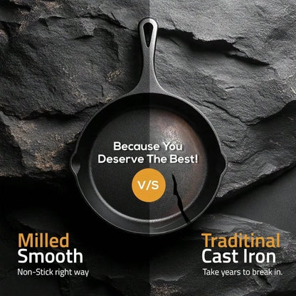 Cast Iron Frying Pan Non-Stick Skillet for Cooking, Omelettes, and Pancakes – Induction-Compatible Kitchen Cookware