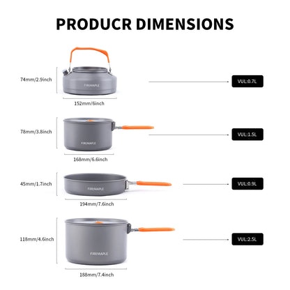 Fire Maple Cookware Kit Backpacking Aluminum Cooking Picnic Set Outdoor Camping Hiking Frypan Foldable Feast Series Tableware