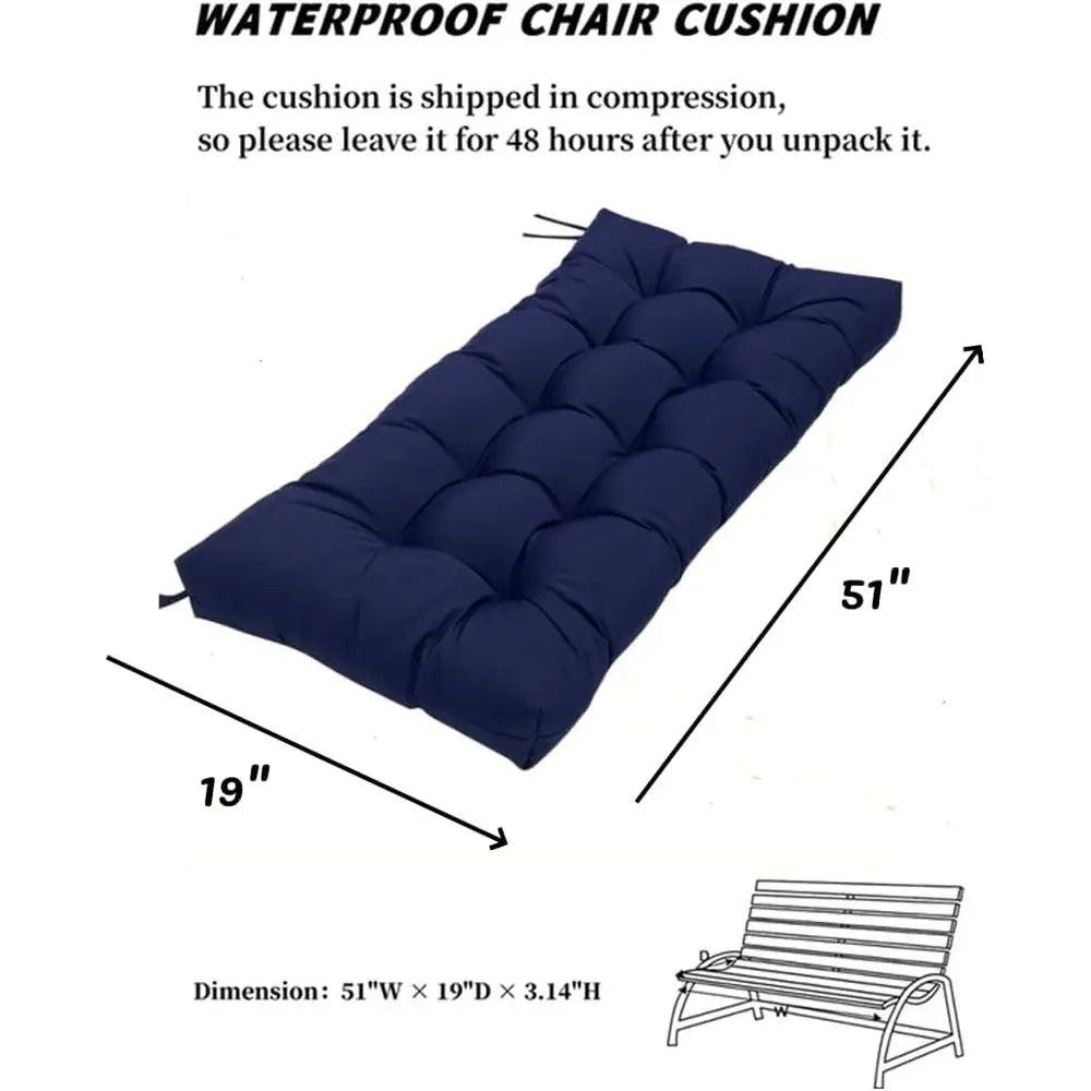 Waterproo Indoor/Outdoor Garden Bench Seat Cushions,Tuted Loveseat Cushion or Patio urniture,Swing, Wicker, Garden Bench, Indoor
