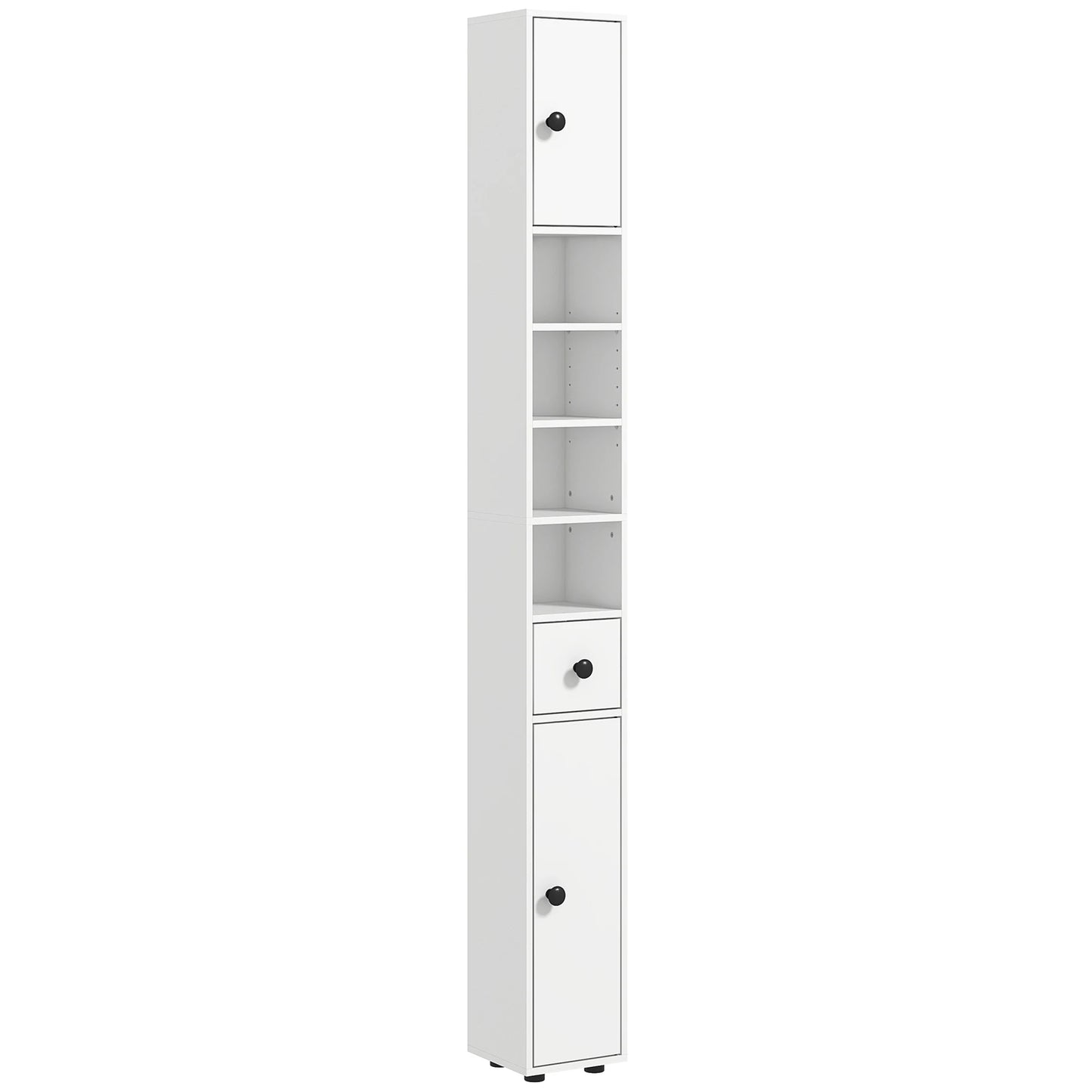Kleankin 71" Tall Bathroom Storage Cabinet, Narrow Toilet Paper Cabinet with Open Shelves, 2 Door Cabinets, Adjustable Shelves