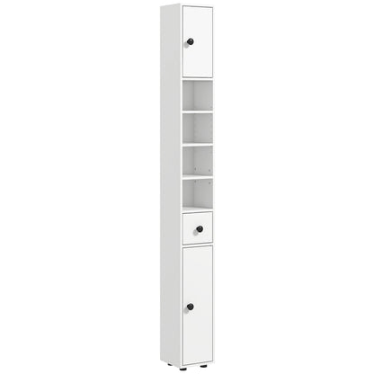 Kleankin 71" Tall Bathroom Storage Cabinet, Narrow Toilet Paper Cabinet with Open Shelves, 2 Door Cabinets, Adjustable Shelves