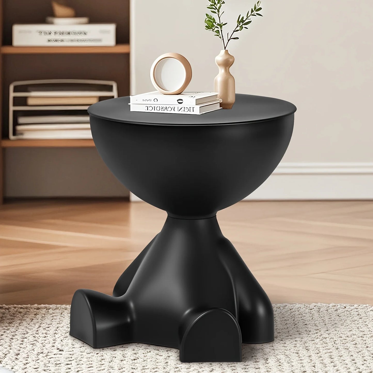 Modern bear-shaped plastic bedside table and stackable bookshelf - Space-saving multi-functional furniture, easy to assemble