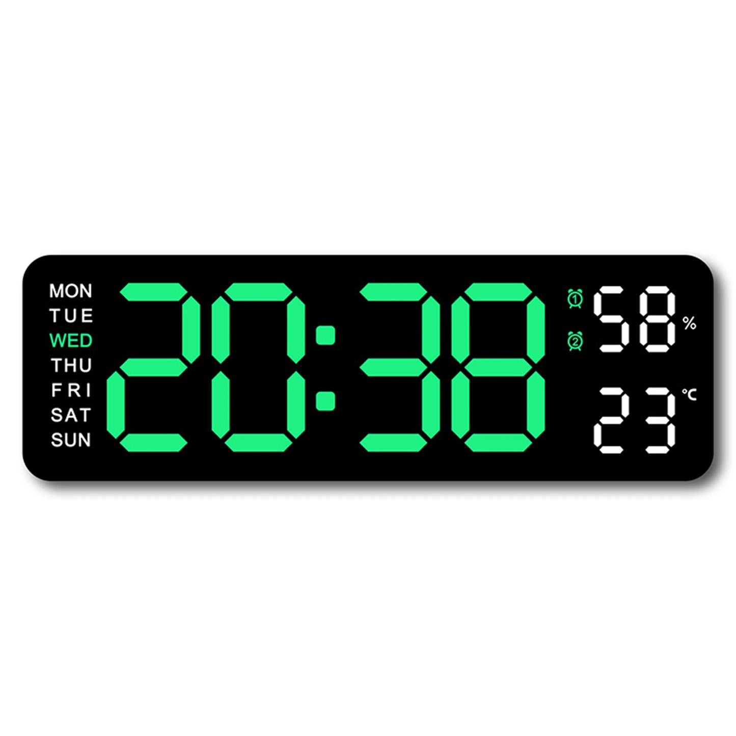 TIMESS 9" Digital Wall Clock with Temperature, Humidity, Weekday Display, LED, Desk or Wall Use