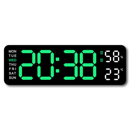TIMESS 9" Digital Wall Clock with Temperature, Humidity, Weekday Display, LED, Desk or Wall Use