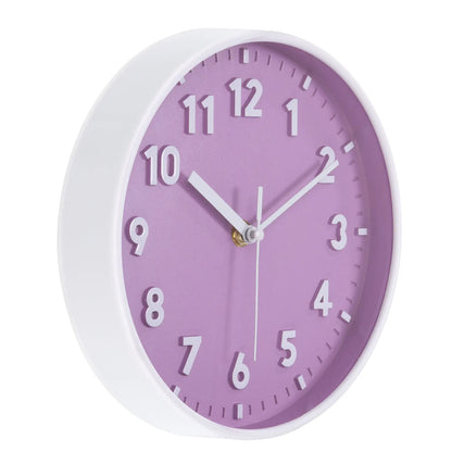 8 Inch Wall Clock 3D Number Quartz Battery Operated Silent Non-Ticking Round Wall Clocks for Office Bedroom Decorative Pink