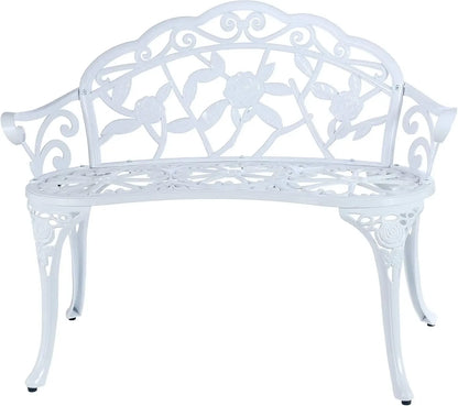 Activity pricePatio Balcony Bench Double Seat, Anti-Rust Cast Aluminum Patio Garden Bench for Park Yard Outdoor Furniture White.