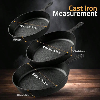 Cast Iron Frying Pan Non-Stick Skillet for Cooking, Omelettes, and Pancakes – Induction-Compatible Kitchen Cookware