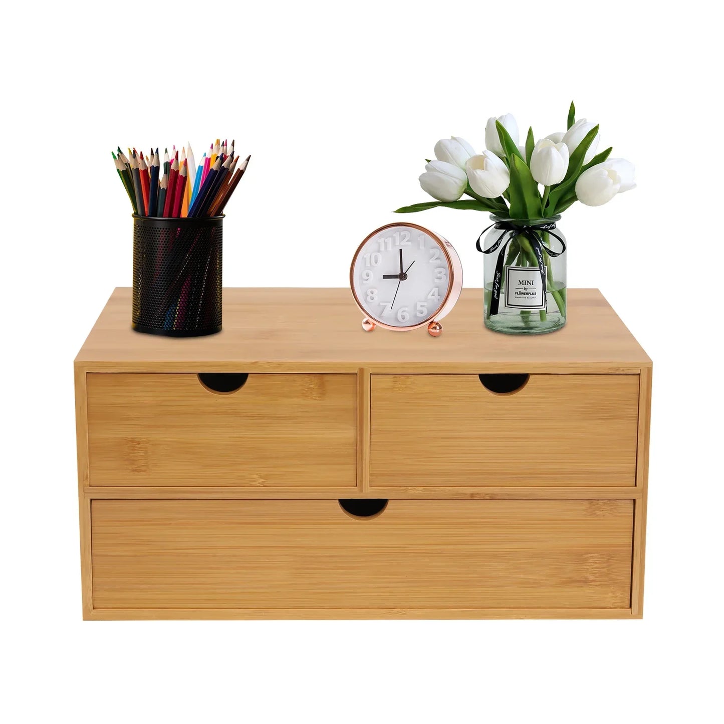 Bamboo Desktop Storage Organizer with Drawers, Drawer Box, Bamboo Mini Six-Drawer Cabinet,Integrated Design, 3-Drawer Makeup Box
