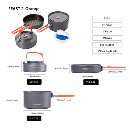 Fire Maple Cookware Kit Backpacking Aluminum Cooking Picnic Set Outdoor Camping Hiking Frypan Foldable Feast Series Tableware