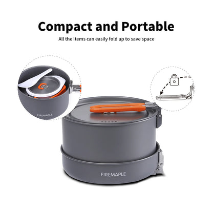 Fire Maple Cookware Kit Backpacking Aluminum Cooking Picnic Set Outdoor Camping Hiking Frypan Foldable Feast Series Tableware