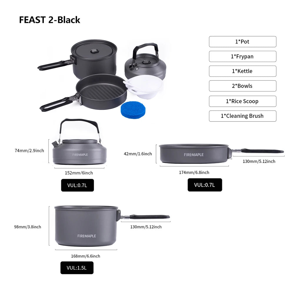 Fire Maple Cookware Kit Backpacking Aluminum Cooking Picnic Set Outdoor Camping Hiking Frypan Foldable Feast Series Tableware