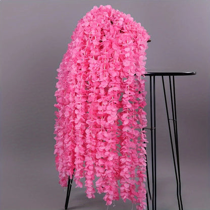 10 Pcs Artificial Cherry Blossom Flowers Vine Garland Ivy Decoration Fake Silk Flowers Vine for Party Arch, Party