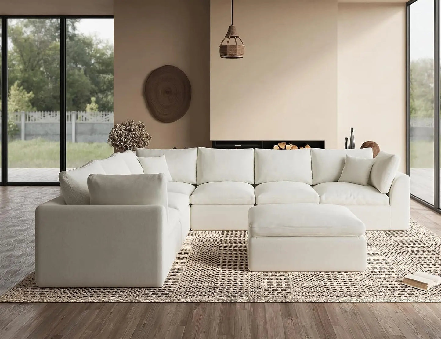 Oversized Modular Sectional Sofa,Cloud Couch Deep Seat Sofa Cushion Covers Removable,Oversized Sectional Couches for Living Room