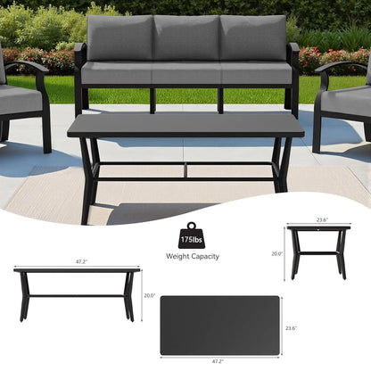Aluminum Patio Furniture Set,4 Piece Modern Metal Outdoor Patio Furniture w/5.1'' Thick Cushion and Rectangular, Customized