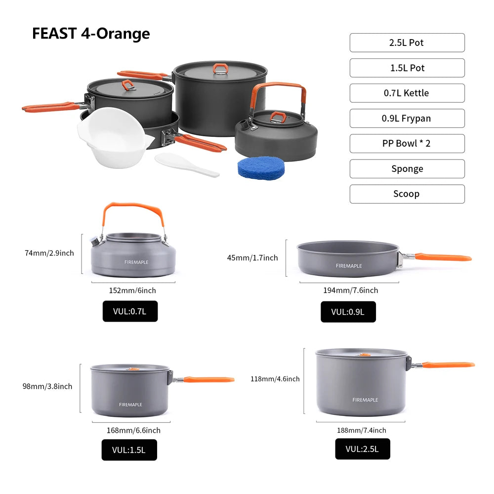 Fire Maple Cookware Kit Backpacking Aluminum Cooking Picnic Set Outdoor Camping Hiking Frypan Foldable Feast Series Tableware