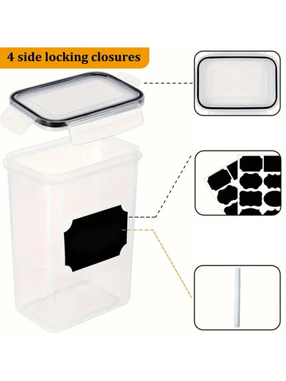 24pcs moisture-proof airtight food storage containers, dishwasher safe, kitchen supplies, cereal jars, with labels and markings
