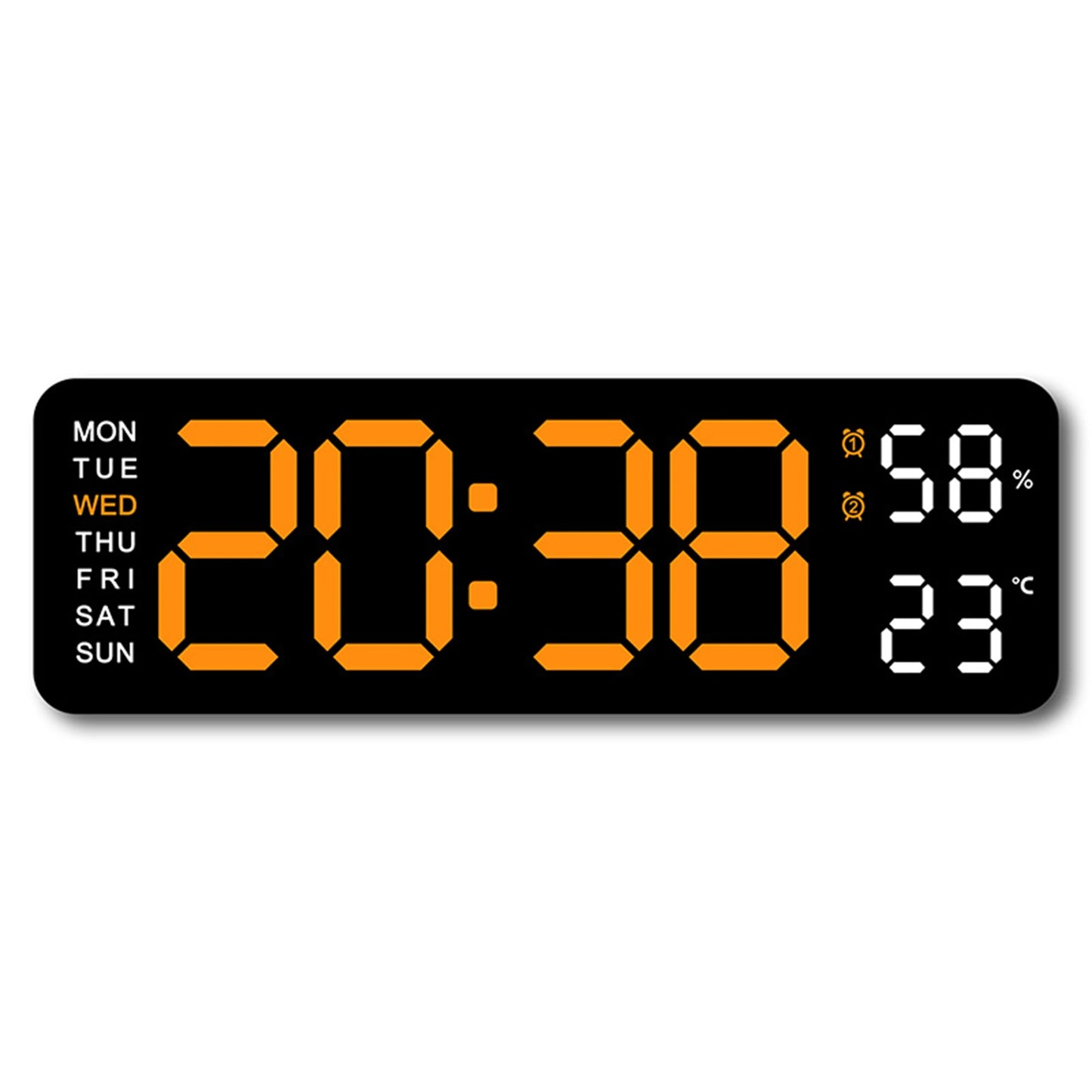 TIMESS 9" Digital Wall Clock with Temperature, Humidity, Weekday Display, LED, Desk or Wall Use