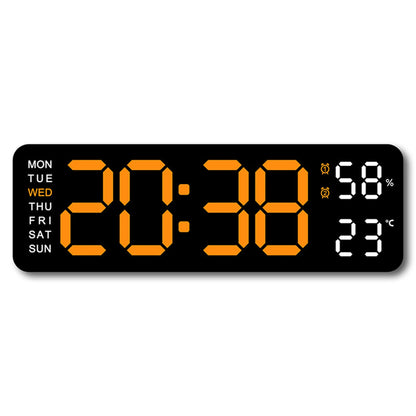 TIMESS 9" Digital Wall Clock with Temperature, Humidity, Weekday Display, LED, Desk or Wall Use