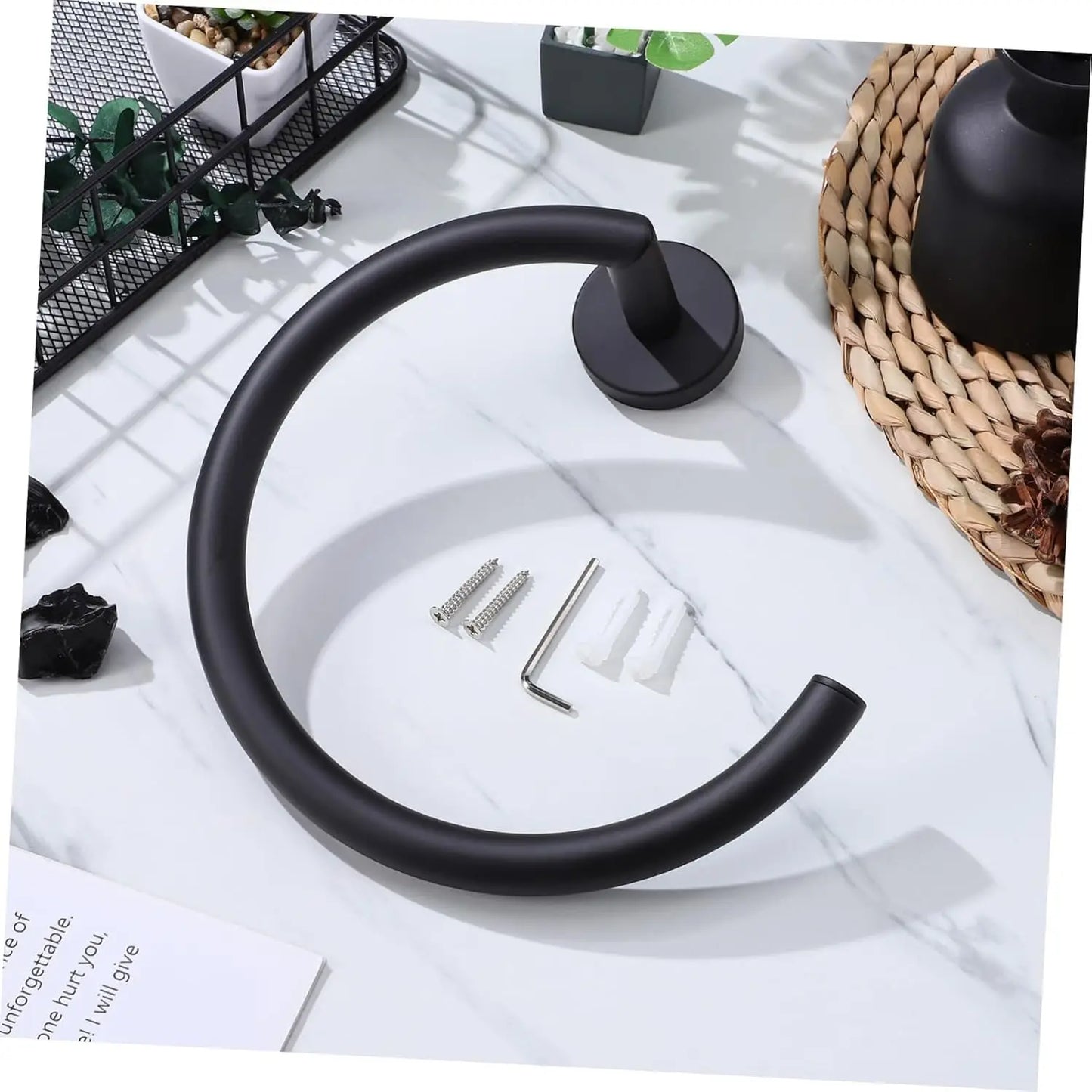 Wall Mounted Open Towel Ring, Decorative Towel Hanger, Stainless Steel Design, Bathroom Accessory for Hand Towels and Washcloths