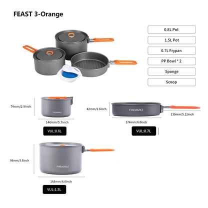 Fire Maple Cookware Kit Backpacking Aluminum Cooking Picnic Set Outdoor Camping Hiking Frypan Foldable Feast Series Tableware