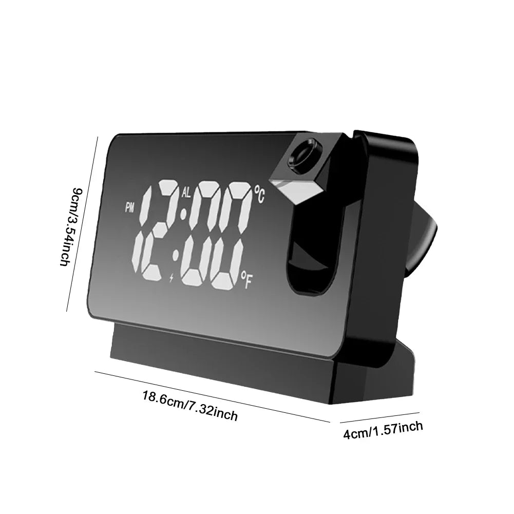 Advanced Digital Alarm Clock with 180 Degree Ceiling Projector and LED Display Perfect for Bedroom and Office Use